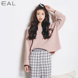 EAL新品春装韩国一字领上衣百搭罩衫 女士甜美线衫宽松针织衫L102