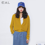 EAL春装新品韩版百搭女式宽松短款外套 圆领长袖针织衫 开衫女L93