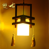 新中式木艺吊灯现代书房餐厅阳台过道灯实木仿古创意单头吊灯具