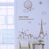 巴黎天空  简约墙贴 贴纸 客厅卧室 电视背景 温馨 欧式特价热卖