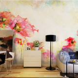 现代简约复古水彩手绘花卉欧式背景墙纸艺术壁纸卧室客厅定制壁画