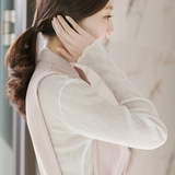 小丸子韩国官网代购attrangs正品优雅气质蕾丝薄款木耳边打底衫女