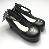 日系新款天使翅膀公主鞋可爱洛丽塔lolita十字架高跟防水台单鞋