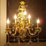 简约欧式客厅壁灯大型酒店会所别墅工程灯具铸铜金色水晶蜡烛壁灯