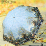 创意时尚安娜淑油画伞防紫外线太阳伞女双层折叠遮阳伞防晒晴雨伞