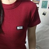 【MISS懵】现货!独家定制 韩国MSCHF 酒红色 紧身短袖T恤