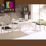 康岚家具环保贴实木纹大理石餐桌 北欧现代小户型餐桌椅组合包邮