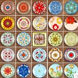 创意手绘挂盘 家居装饰陶瓷盘 美式盘子墙饰 自由组合 彩色陶瓷盘