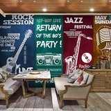 爵士摇滚乐吉他音符乐器大型壁画酒吧KTV西餐厅音乐元素墙纸壁纸