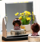 韩版钻面台式平面镜可旋转镜子梳妆镜美妆镜化妆镜随身镜单面镜