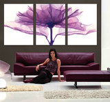 现代简约客厅装饰三联画 时尚沙发背景墙壁无框挂画 抽象透明花