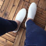 2016新款夏季透气韩版白色休闲平底帆布学生时尚男鞋懒人鞋小白鞋
