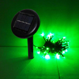 光控太阳能灯串LED灯串节日灯串圣诞灯串墨绿线60头绿光