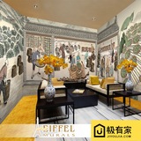 手绘制茶中式复古茶叶文化大型壁画茶楼茶馆养生壁纸酒楼饭店墙纸