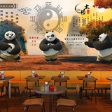 3D立体卡通功夫熊猫墙纸儿童房主题壁画餐厅酒店网咖ktv包间壁纸
