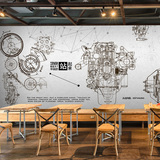 3D个性金属机械汽车零件壁纸餐厅咖啡馆壁画4S店酒吧KTV网咖墙纸