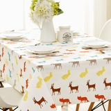 zakka北欧风格棉麻卡通餐桌布布艺儿童房书桌台布定做桌布动物园