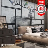 3D欧式大型壁画梅花鹿森林田园客厅卧室背景墙纸复古黑白麋鹿壁纸