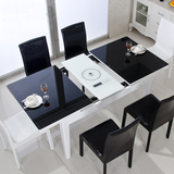 钢化玻璃小户型可伸缩餐桌实木餐桌椅组合多功能电磁炉长方形餐桌
