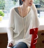 2016春夏韩国宽松透视V领薄款套头针织衫女糖果色长袖罩衫上衣潮