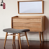 实木日式梳妆台北欧现代风格橡木化妆台三斗柜储物柜 卧室梳妆桌