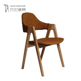 泰国椅 实木餐椅靠背布艺创意宜家简约韩式设计师椅子 北欧餐厅椅