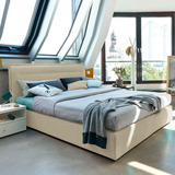 美式榻榻米双人休闲床简约现代软包床地中海欧式布艺床日式风格床