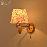 简约现代创意实木折叠摇臂灯 北欧宜家客厅卧室床头灯 带开关壁灯