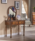 简美全实木梳妆台组合 一整套欧式新古典复古木质化妆台桌子+妆凳