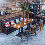 简约实木水曲柳牛角椅欧式复古西餐厅咖啡厅餐桌椅组合洽谈桌椅子