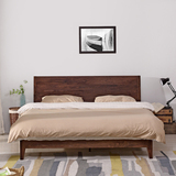 北欧宜家田园胡桃木橡木实木床单双人床地中海卧室家具板式床特价