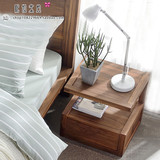 现代简约全实木橡木胡桃木收纳柜卧室家具美式创意新款床头柜包邮
