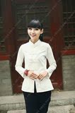 唐装女上衣春夏中国风女装中式立领白色衬衣中长款民族风长袖衬衫