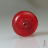 【淘宝唯一】仅1件 清代老亮红琉璃扁珠子，扣子14X9mm 佛珠念珠