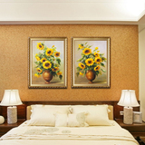 向日葵油画太阳花装饰画花卉有框画沙发背景高清喷绘画床头挂画