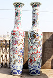 景德镇 陶瓷 五彩雕刻龙特大花瓶 落地大花瓶工艺摆件3米高b002