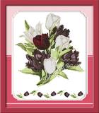 最新款精准印花十字绣图红白紫三色郁金香争艳花卉系列十字绣挂画