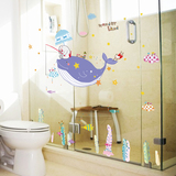 包邮海洋鱼墙贴画浴室卫生间卡通海豚防水墙贴画游泳馆墙面装饰画