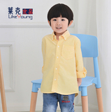 莱克优品 黄色牛津纺衬衫 100%纯棉衬衫水洗 男童中童 大童衬衫