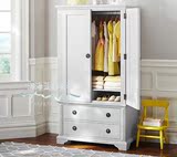 美式实木衣柜法式实木仿古衣柜大小定制储物仿古白色欧式双门衣柜