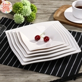 瓷白仿瓷餐具加厚白色菜盘子小吃碟子方形塑料四方九格方盘小菜碟