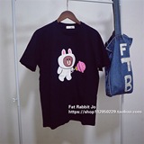 胖兔家2016年夏季新款韩国line布朗熊可妮兔卡通印花宽松短袖t恤