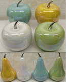 创意家居样板房外贸工艺摆件 流光水墨釉陶瓷苹果/梨 白黄绿蓝色