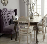 欧式新古典餐桌椅组合 美式实木雕花餐桌 法式后现代餐桌椅组合