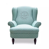 美式简约现代布艺老虎椅单人沙发 欧式新古典沙发椅休闲椅