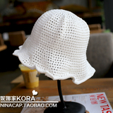 韩国代购夏季复古时尚针织镂空光身渔夫帽赫本盆帽可折叠遮阳帽女