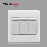TCL开关插座正品86型K4.0系列雅白开关面板三开双控开关正品特价