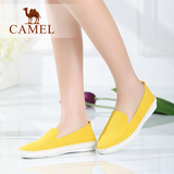 Camel/骆驼女鞋 2016春季新品休闲舒适 圆头超纤冲孔低跟鞋单鞋