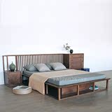 新中式实木床卧室家具1.8米双人床高箱储物水曲柳床禅意会所定制