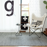 印度进口北欧现代简约羊毛手工编织客厅卧室茶几长方形黑白地毯